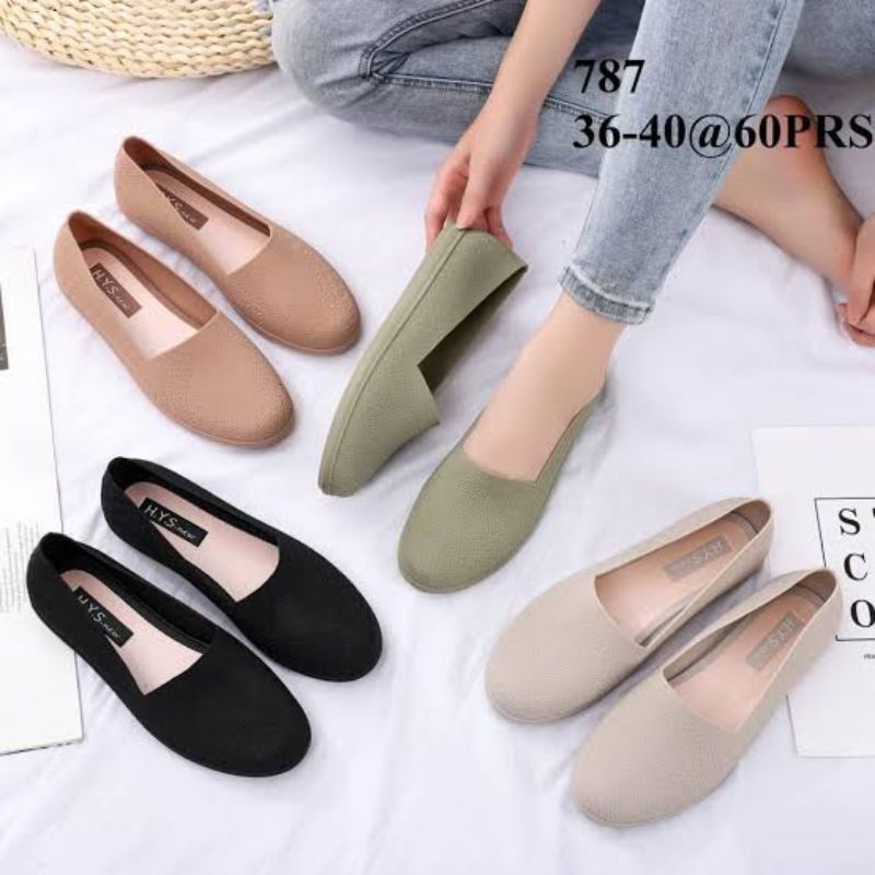 36-41 Sepatu Wanita Slip On Casual Import HYS New Flat Shoes Sepatu Teplek