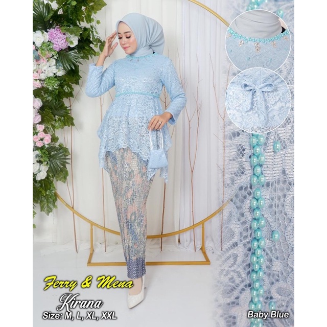 Permata Olshop / Setelan Blouse Kirana Brukat Payet Modern / Kebaya Wisuda / Kebaya Pesta Mewah / Kebaya Brukat / Kebaya Remaja / Kebaya Payet