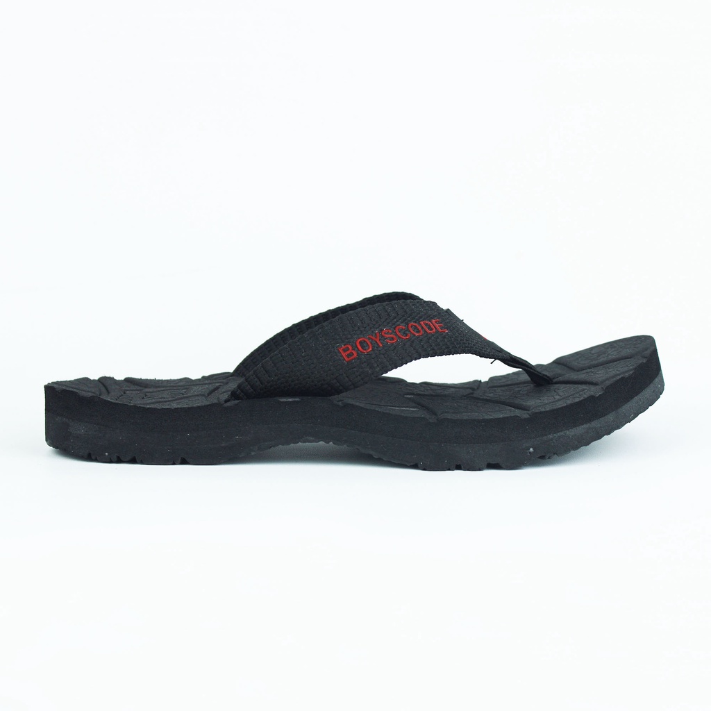 Sendal Jepit Gunung Distro Pria Wanita BOYSCODE Authentic Hitam Fullblack / Sandal Outdoor Cowok