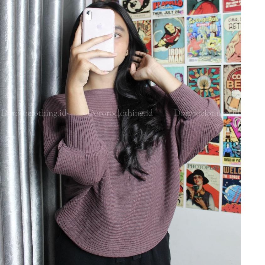 ✯ Blouse Rajut Lengan Panjang / Sweater Baju Rajut Tebal Batwing ✈