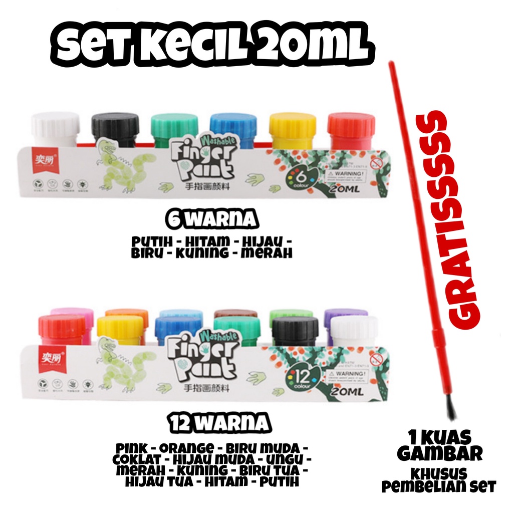 

Mi TERMURAH Washable Finger Paint / Cat Warna No Toxic / Hand Painting Khusus Anak / Cat Bisa