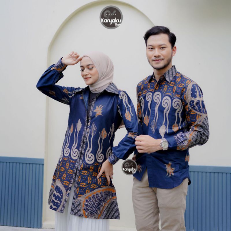 Tunik Batik Couple Modern  S M L XL XXL Set Pakaian Couple Batik Atasan Batik Tunik Prilly