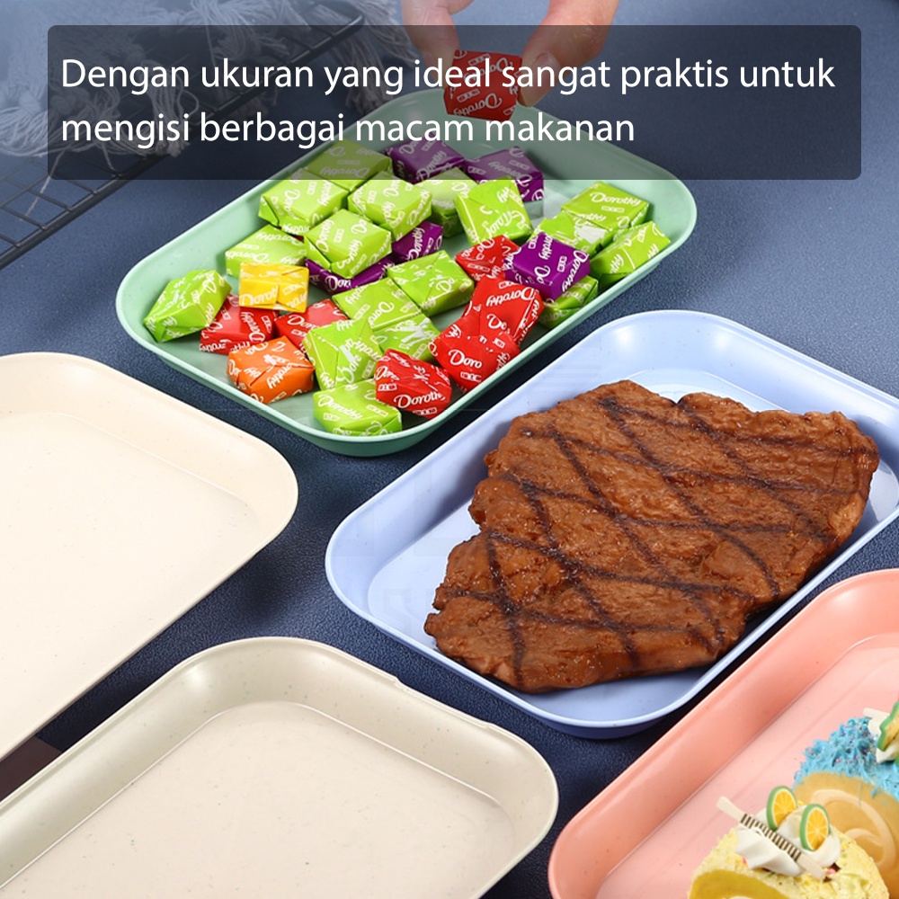 HUGO Piring Persegi Panjang Wheat Straw Piring Sushi Cemilan Piring Plastik Jerami Serbaguna Tahan Panas Microwaveable