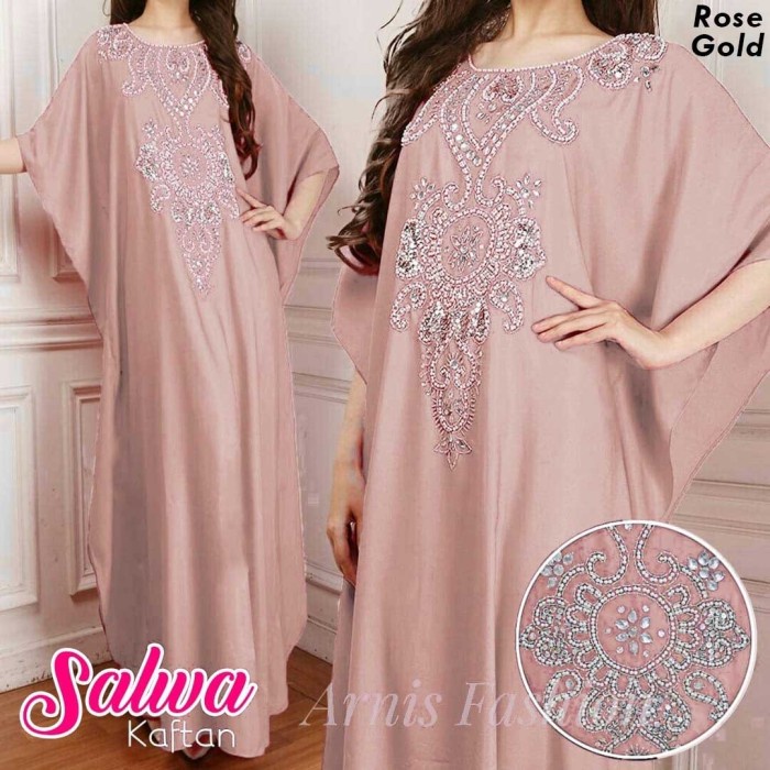 Salwa Kaftan Payet Mote Mewah Jumbo Kalong Batwing Gamis / Maxi dress - Rose Gold (V0Z6) Oversize Mu