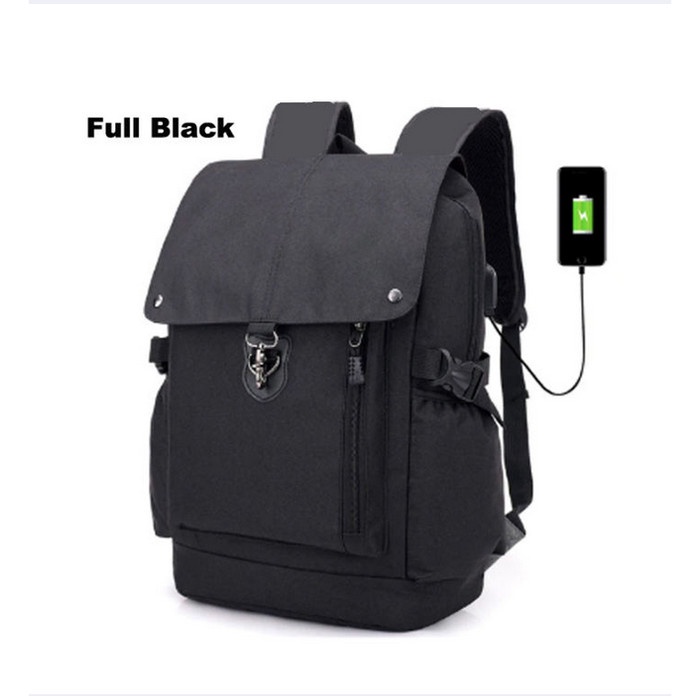 Tas Ransel Pria Tas Ransel USB Tas Laptop Pria Tas Laptop Wanita External USB Backpack - Hitam(A7H7)