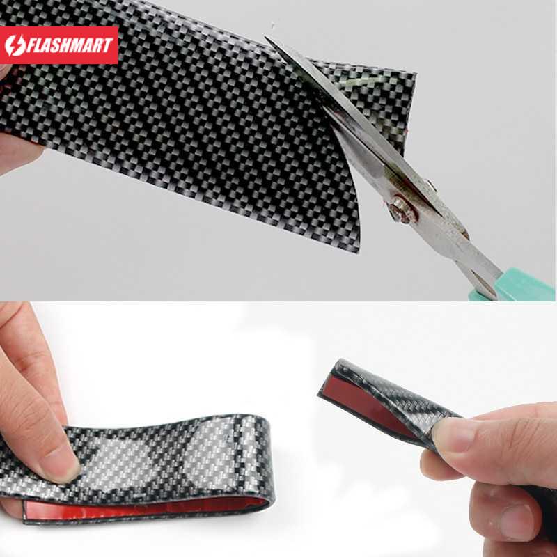 Flashmart Stiker Vinyl Mobil Carbon Fiber Rubber Strip Bumper Guard 5 x 250 cm - C38404