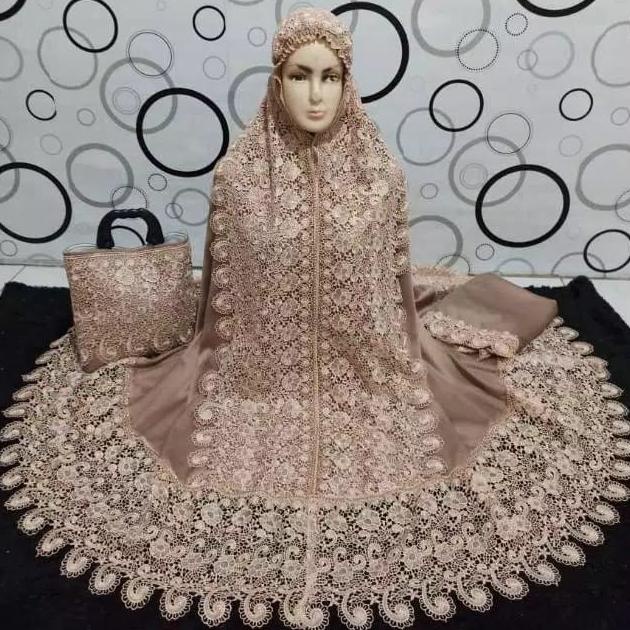 Mukena Sutra Prada Princess Brownis RENDA KEONG JUMBO MUKENA SESERAHAN