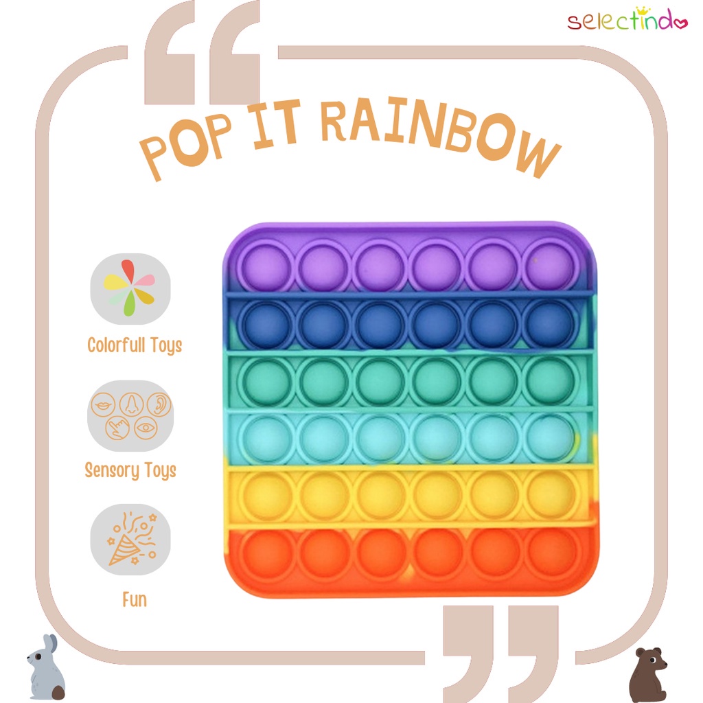 Pop It Rainbow / Mainan Rainbow Poku Bubble POP IT kotak / Mainan Dekompresi / Warna Warni / Pop It Fidget Toy Rainbow /  Mainan Anak / Fidget Toy