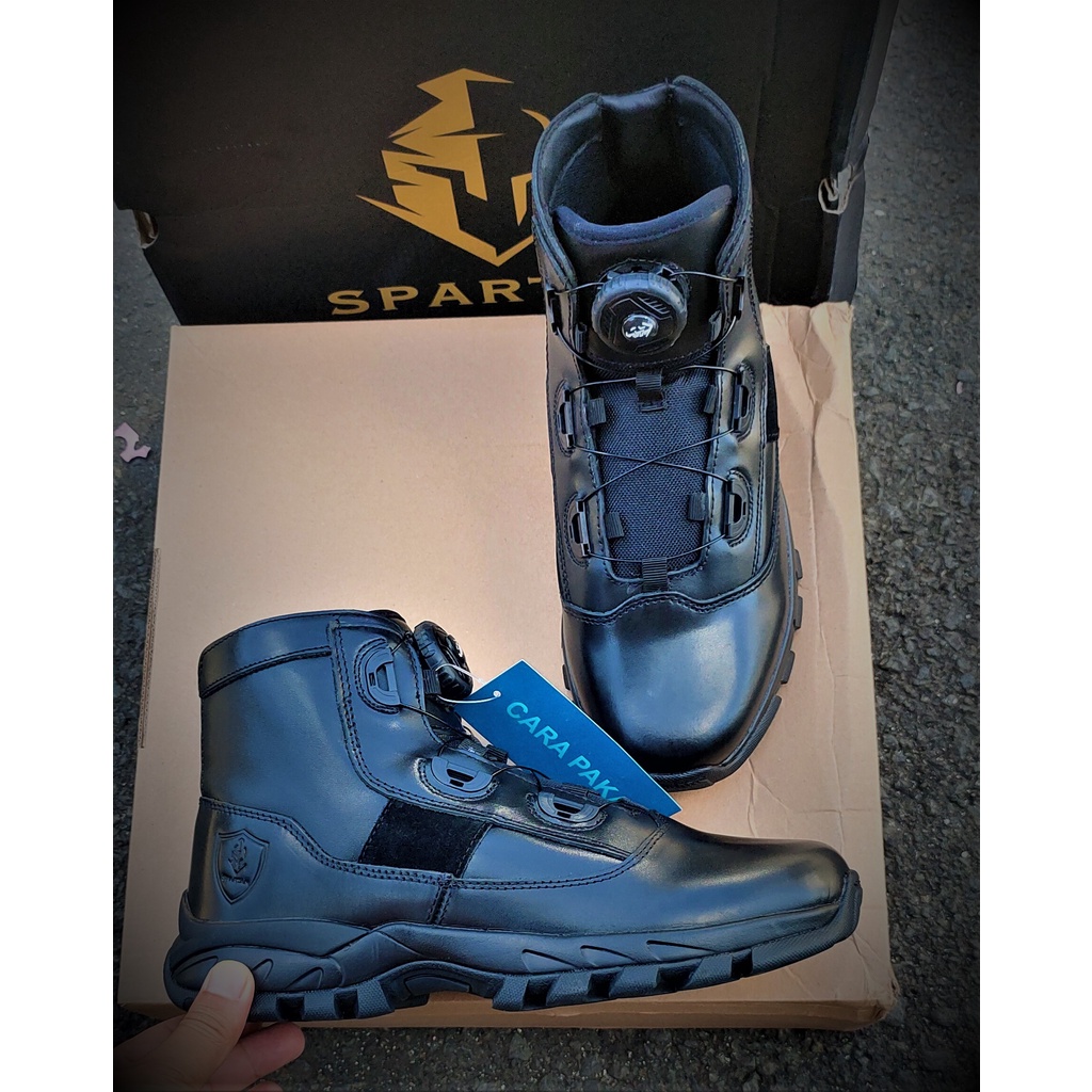 Sepatu PDH spartan midtrack  tali putar depan - oxford
