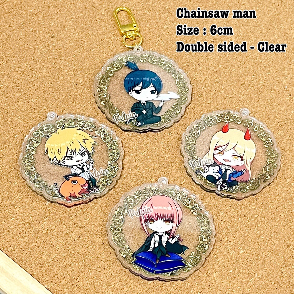 Gantungan kunci anime chainsaw man 6cm bening akrilik DEnji aki makima power keychain anime