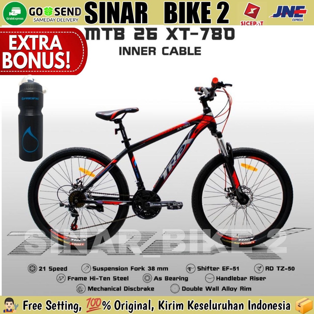 Sepeda Gunung MTB Ukuran 26 Inch TREX XT-780 inch Rem Cakram 21 Speed