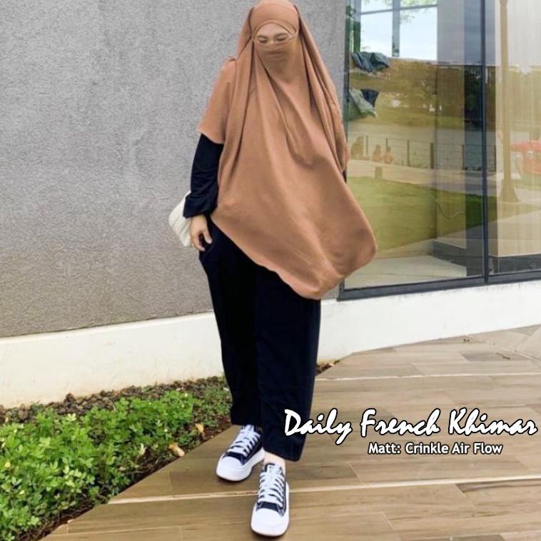 LANGSUNG KIRIM Hijab Khimar Syari Jilbab Jumbo Daily French Khimar Crinkle Airflow Free Cadar Tali