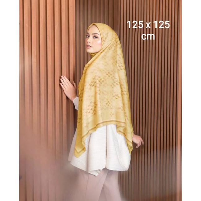 SALE HIJAB / SYARI MURATAA KUNING / COD / KERUDUNG VOAL MOTIF / SEGI EMPAT VOAL / JILBAB TERBARU / L