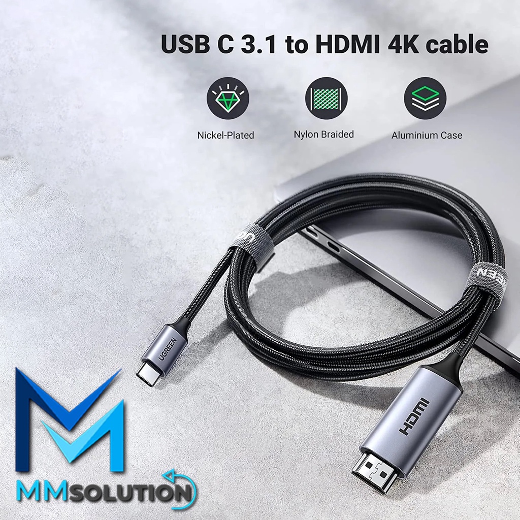 UGREEN Kabel Type C to HDMI 4K TV Proyektor Converter For Laptop PC HP