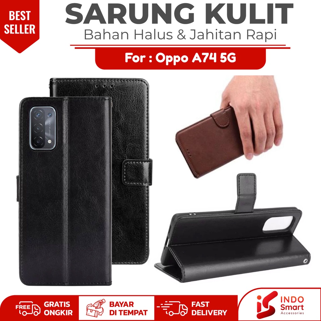 Oppo A74 5G / Case Oppo A74 5G / Casing A74 5G / Leather Wallet Case Dompet Sarung Kulit Hp