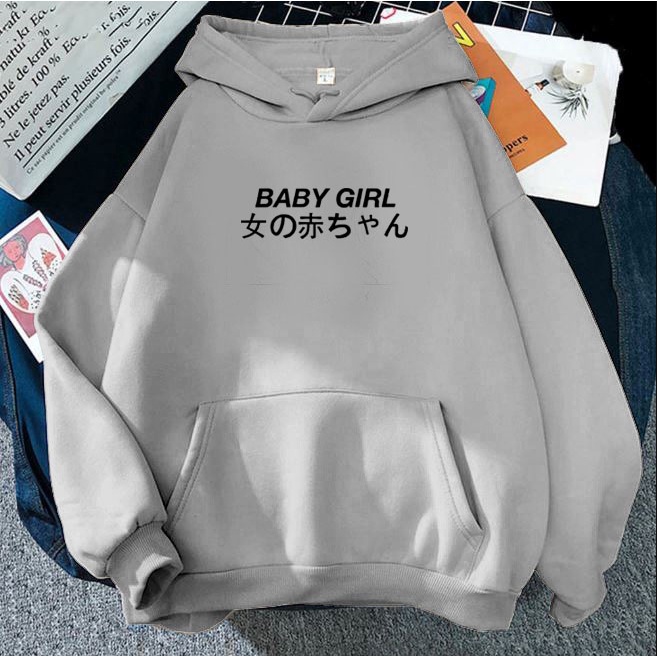 Hoodie tulisan korea baby girl wanita couplean bestie 2 cewek l xl xxl sweater wanita tebal hoodie k