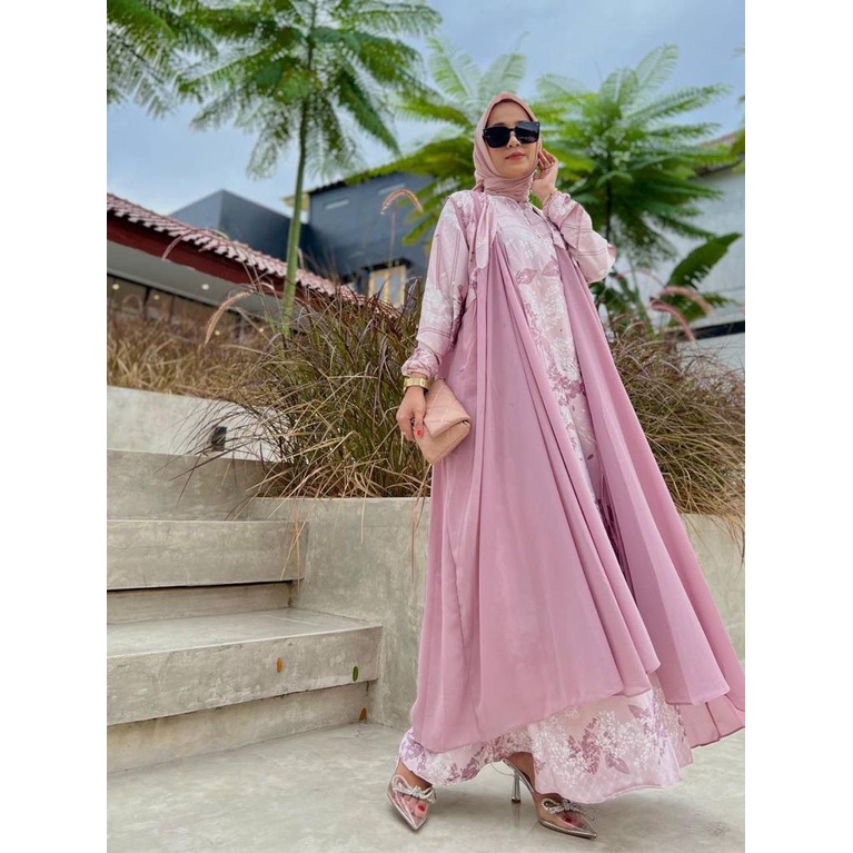 Abaya set dubai 3in1 armani silk motif serut