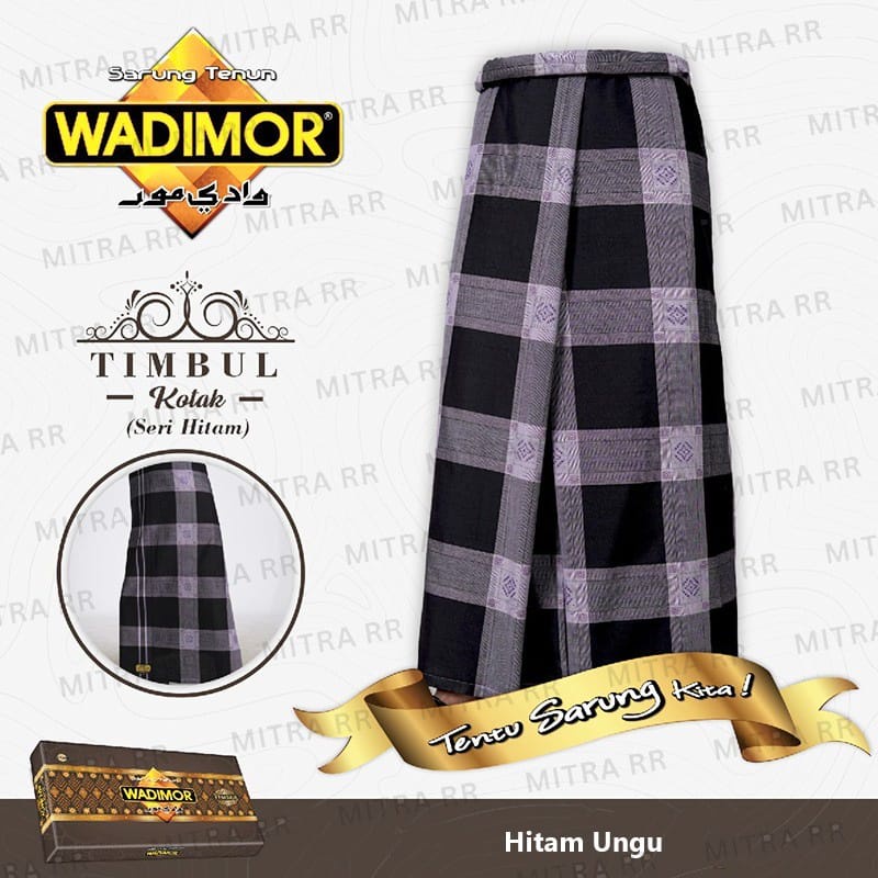 Sarung Wadimor Timbul Kotak Hitam | Sarung Tenun Dewasa Orginal