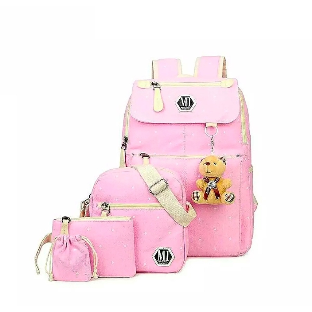 SALE Tas Ransel Anak Sekolah Karakter Motif Polkadot Set 2in1 Beli 1 Dapat 2