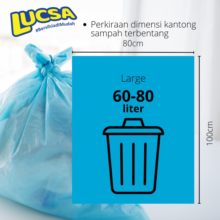 Ktmstore Kantong Sampah L 60-80L Plastik Sampah Bin Liner Garbage Bag Lucsa 250