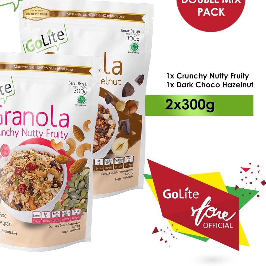 

♀ Granola GoLite Double Mix 300gr (Dark Choco Hazelnut&Crunchy Nutty Fruity Toasted Muesli) ★