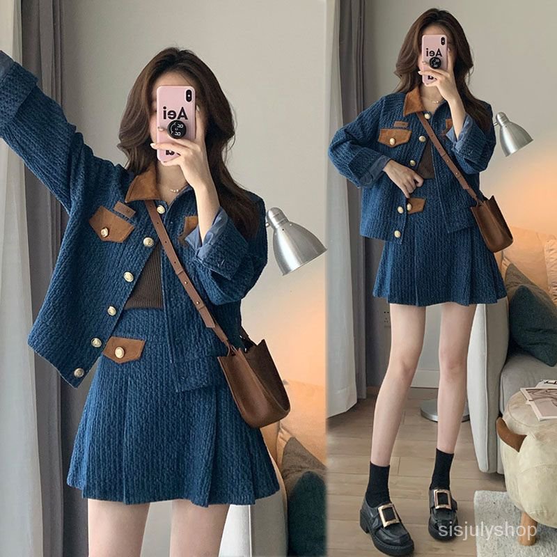 [✅BISA COD] #Sisjuly# Dupa angin kecil mengatur rok denim dua potong rok denim mode baru 2023 wanita