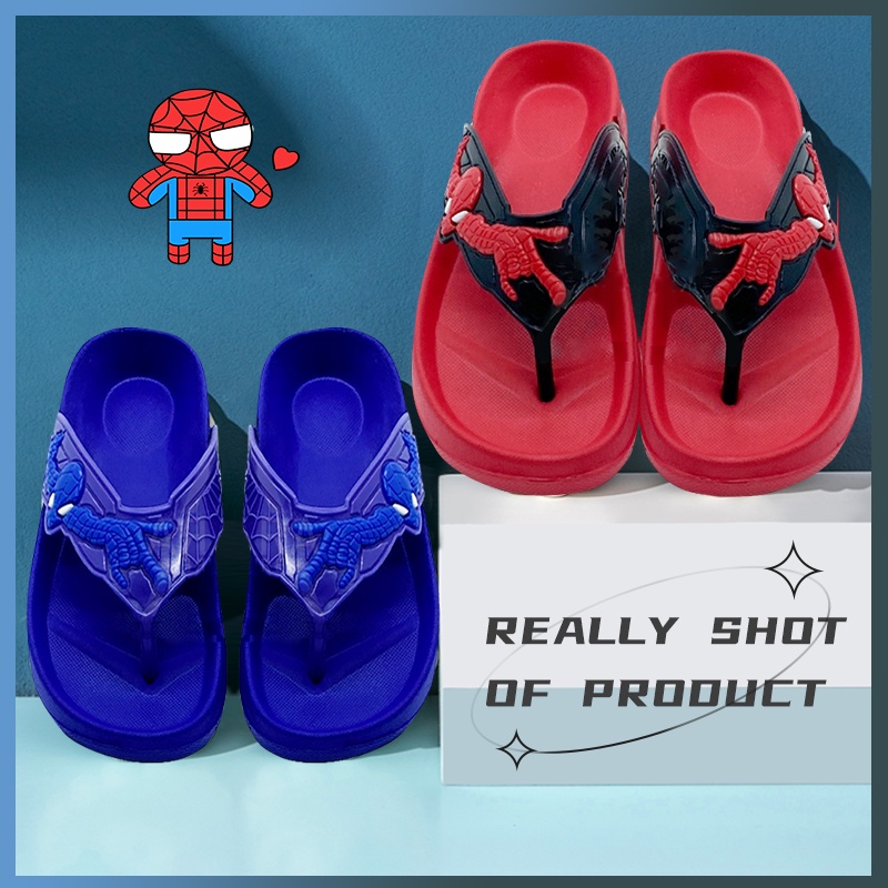 Sandal Superhero Sandal Jepit Anak Spider-Man Warna Solid Sandal Jepit Anak Laki-laki Karakter 2 - 9 tahun