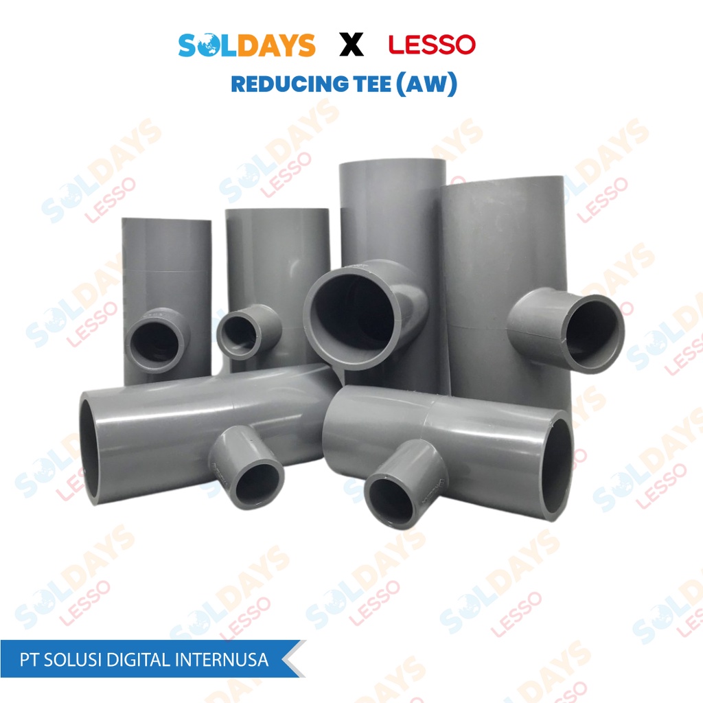 Lesso Reducing Tee (AW) 1.1/2&quot;X3/4&quot; / Reducing Tee (AW) 1.1/2&quot;X3/4&quot; inch / Sambungan Pipa AW LESSO / Pipa PVC Fittings