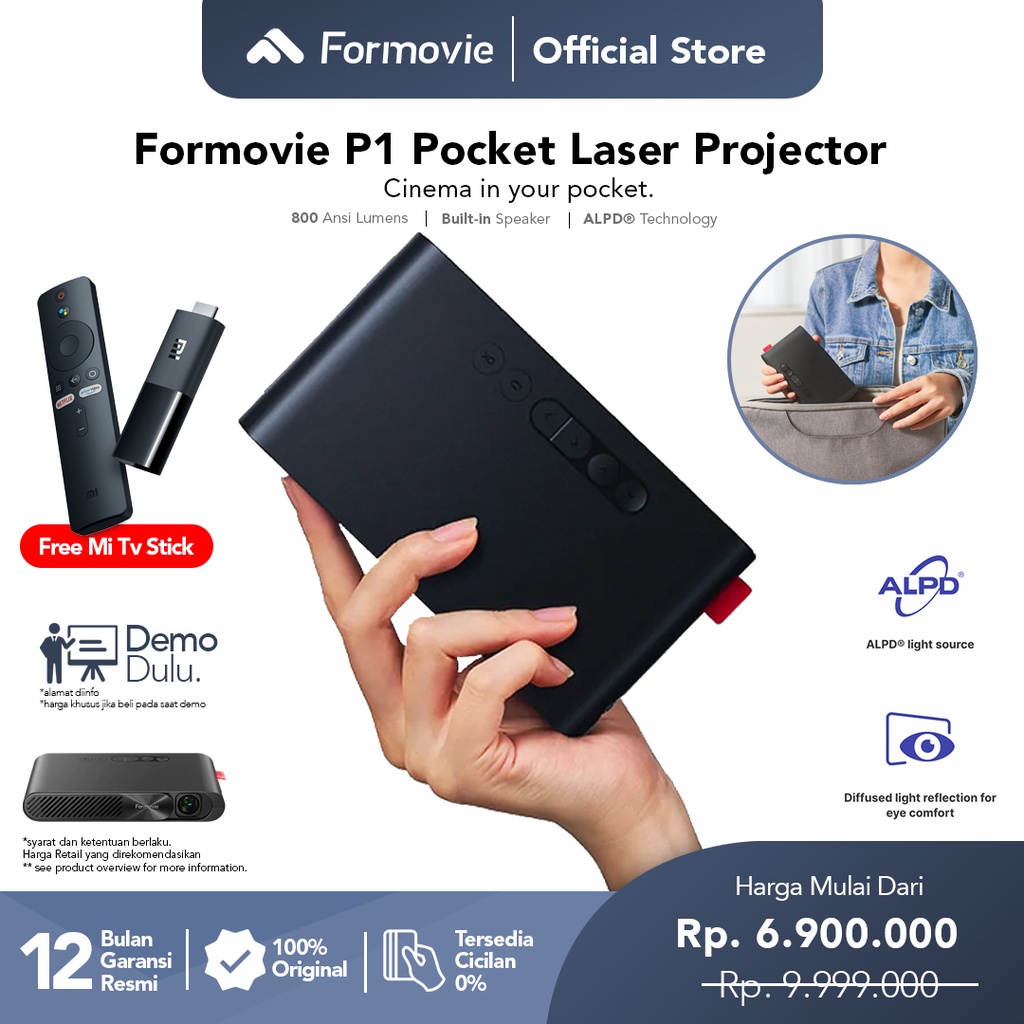 Formovie Proyektor Portable P1 Native Resolution 1080P 800 ANSI TV