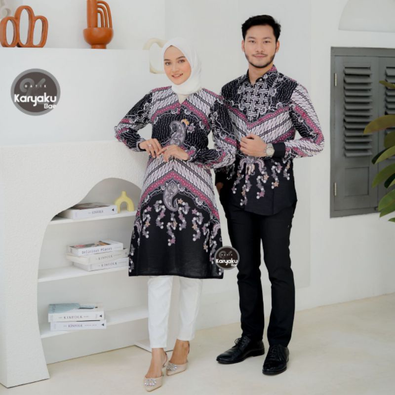 Tunik Batik Couple Modern  S M L XL XXL Set Pakaian Couple Batik Atasan Batik Tunik Prilly