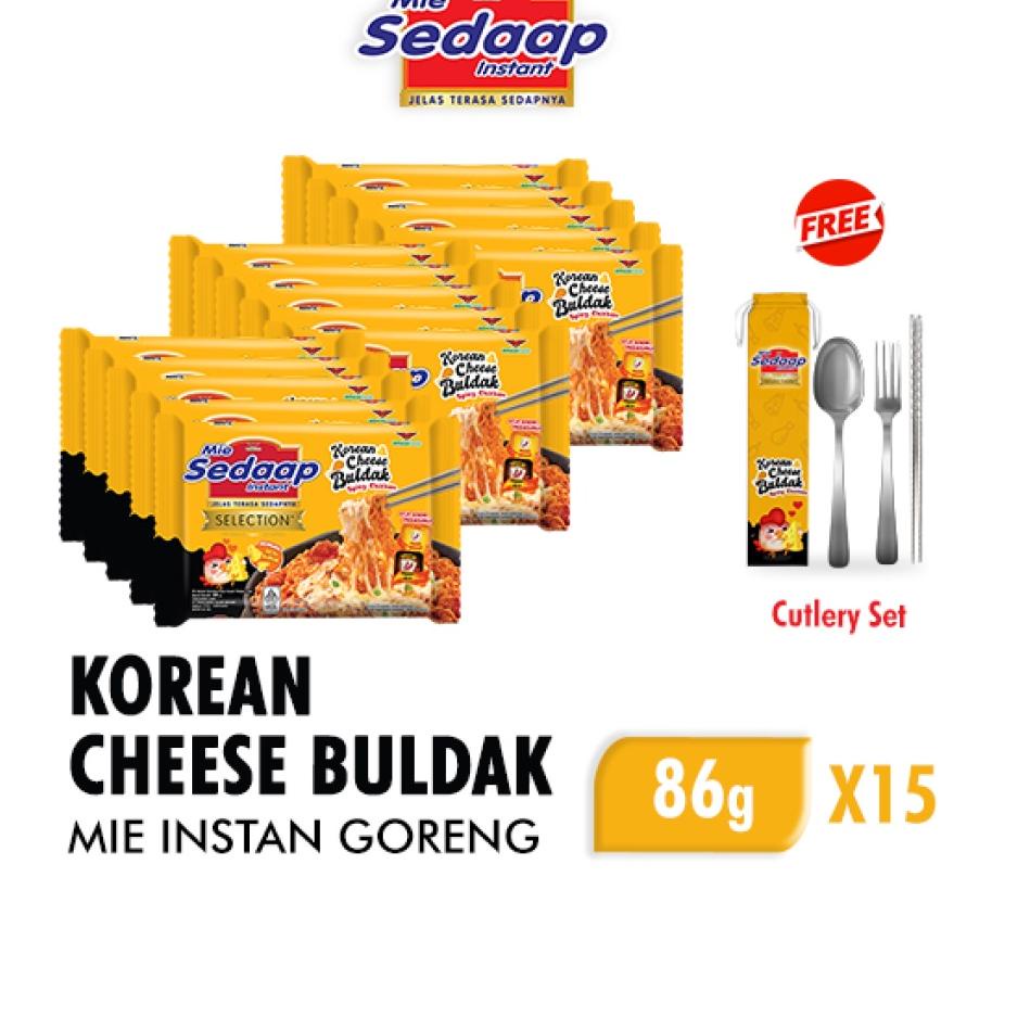 

♀ Mie Sedaap Korean Cheese Buldak 86 gr x15 Free Cutlery Set Ω