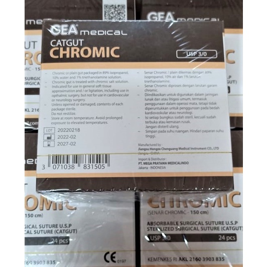 Catgut Chromic Tanpa Jarum 2/0 3/0 4/0 Box