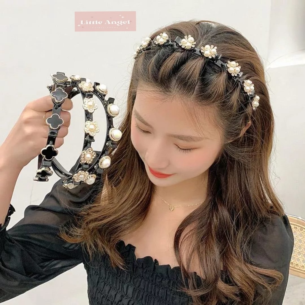 Bando Korea Mutiara Headband Kepang Temperamen