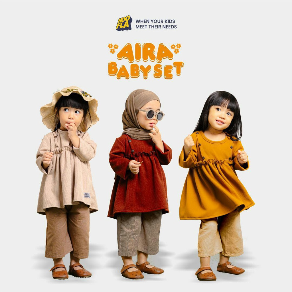 HOOFLA KIDS AIRA BABY SET SETELAN BAJU CELANA KULOT BAYI BALITA ANAK PEREMPUAN 1-5 TAHUN