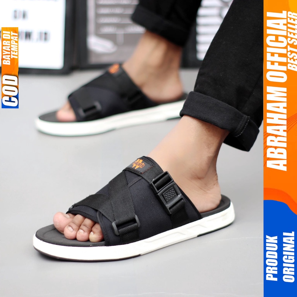 ABRAHAM Sandal Slide Slop Pria Original Distro Sendal Selop Cowok Kekinian