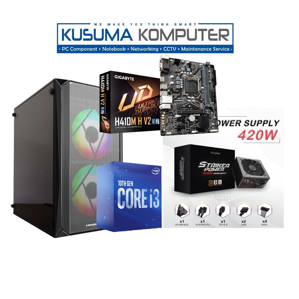 Komputer PC Rakitan Intel Core i3 10100 + 8GB RAM + 120GB SSD