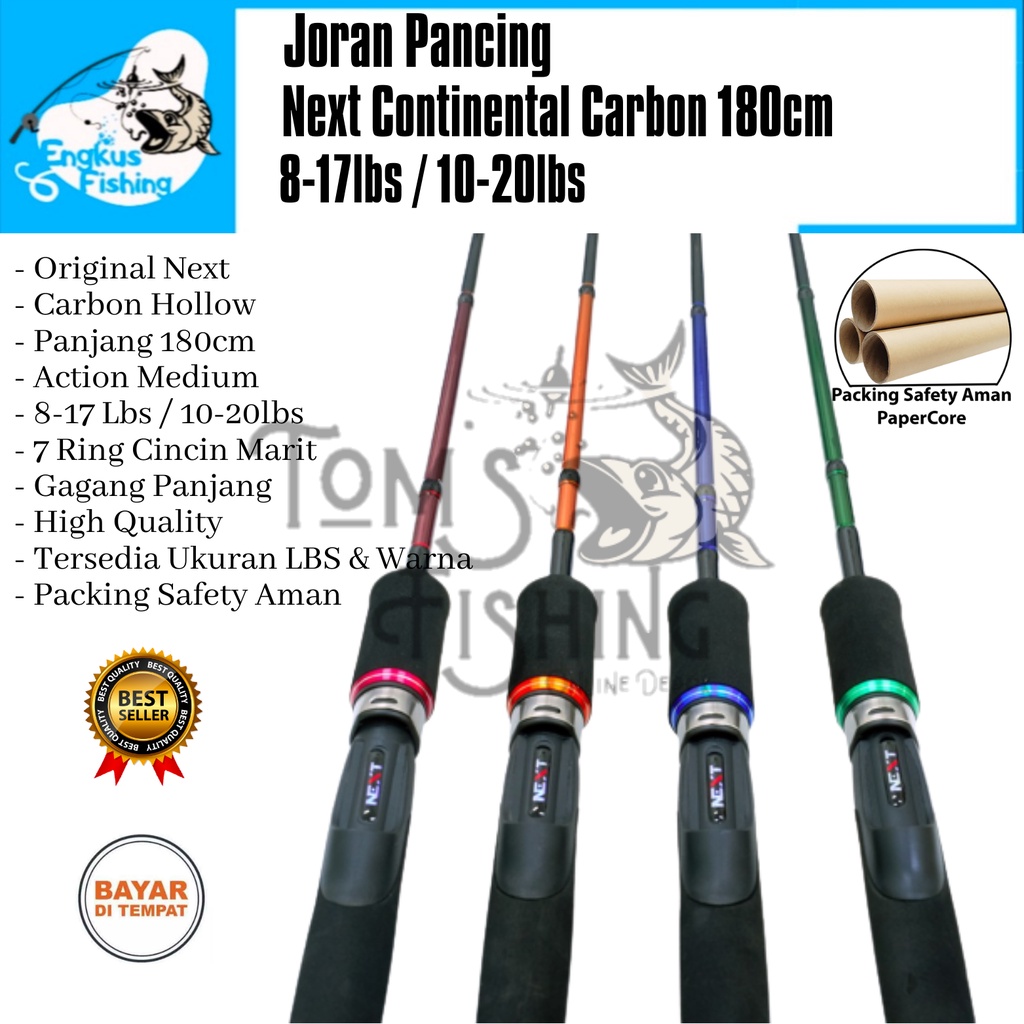 Joran Pancing Next Continental 180cm (8-17lbs / 10-20lbs) Carbon Murah - Engkus Fishing