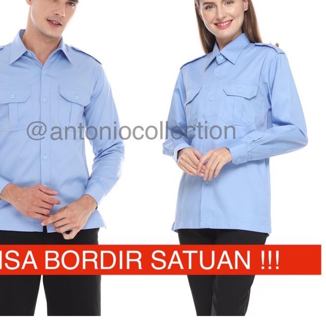 ❆ Baju PDL Biru Muda Langit Lengan Panjang / Kemeja PDH / Baju PNS / Baju Lapangan ▲
