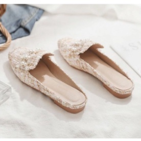 ALTEMAID slop shoes vintage slip on apricot with pearl