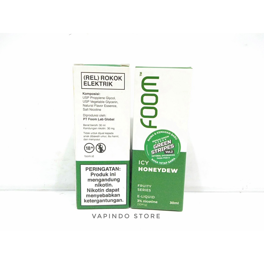 VOL 2 FOOM GREEN STRIPES V2 HONEYDEW 30ML SALTNIC BY FOOM