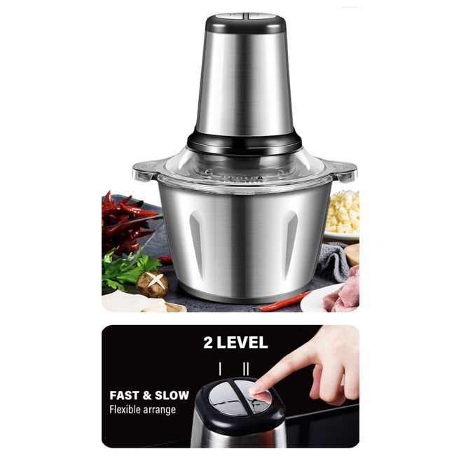 ( BISA COD ) PROMO BLENDER DAGING CHOPPER MEAT BESAR / MEAT GRINDER BLENDER STAINLESS STEEL 2 LITER / PENGGILING DAGING SERBAGUNA / FOOD CHOPPER / PENGHANCUR DAGING SAYUR BUAH / BLENDER DAGING MURAH STAINLESS STEEL