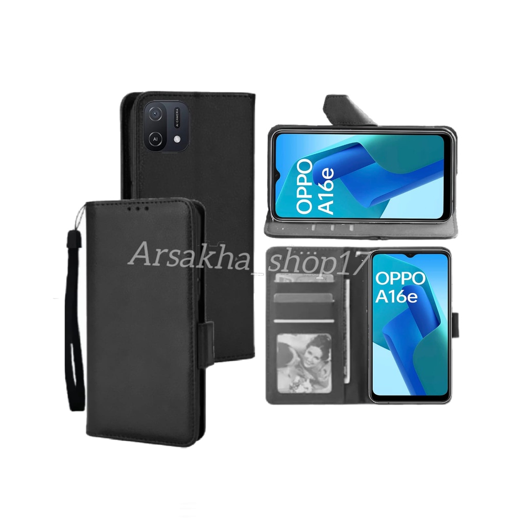 Casing Dompet OPPO A16E / A16K Case Flip Cover Laether Premium Sarung Buku HP