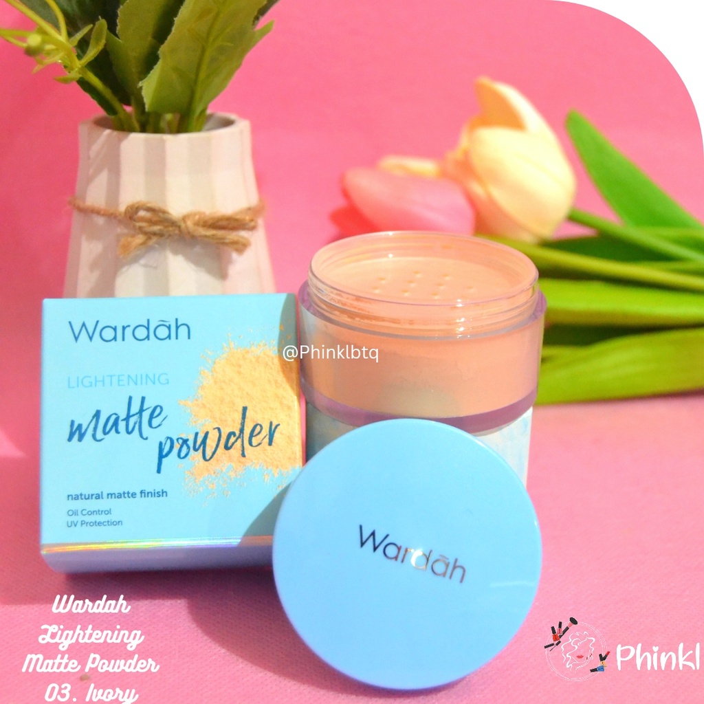 `ღ´ PHINKL `ღ´ ᘺᗩᖇᕲᗩᕼ Wardah lightening loose powder bedak tabur biru kulit kering kosmetik halal