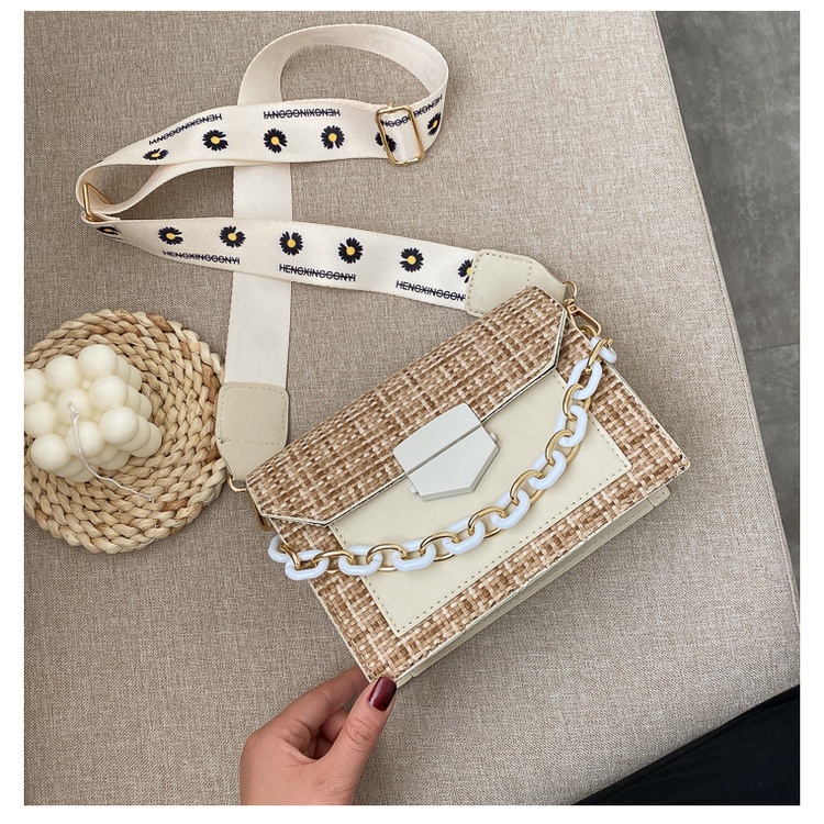 Tas Slempang Fashion Wanita Bahan Kulit PU Dengan 2 Tali Rantai Style Korea Hits COD Azgalery T222
