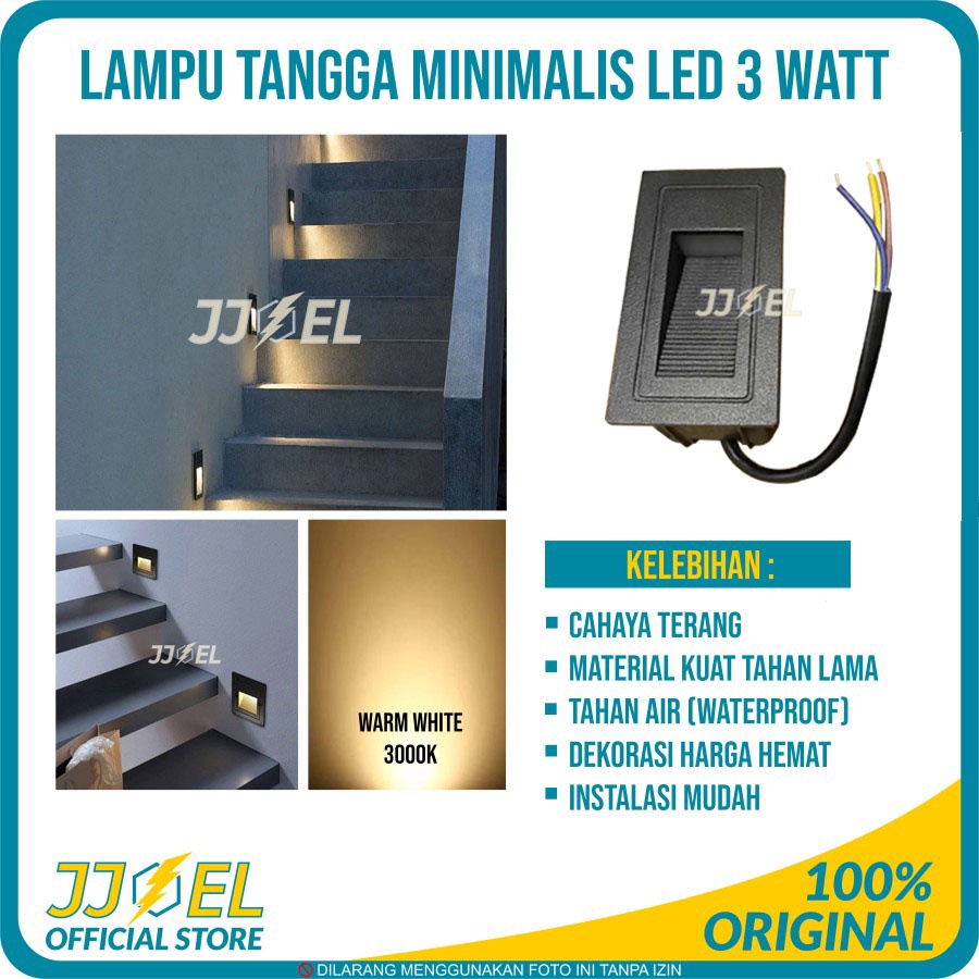 LED Anak Tangga 3W - Lampu Tanam Dinding Waterproof Terang Hemat Listrik