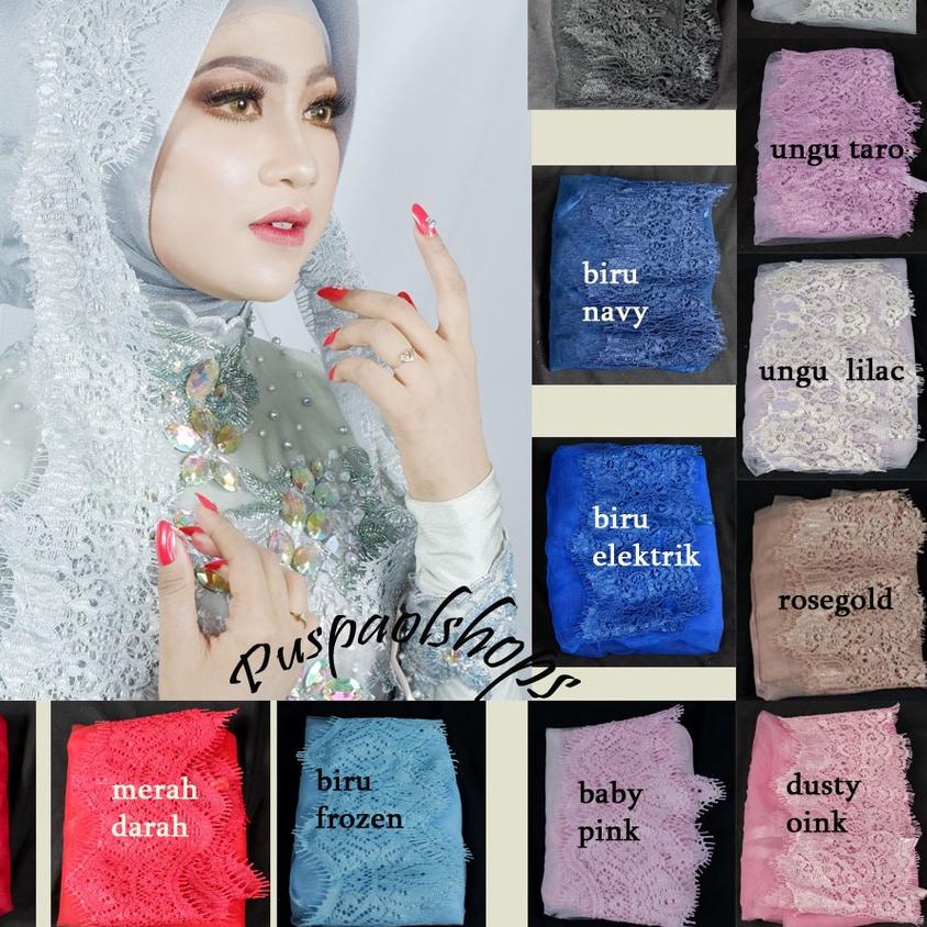 ✩ VEIL RENDA BROKAT TILE SILK PREMIUM VEIL HIJAB VEIL PENGANTIN SLAYER ☆