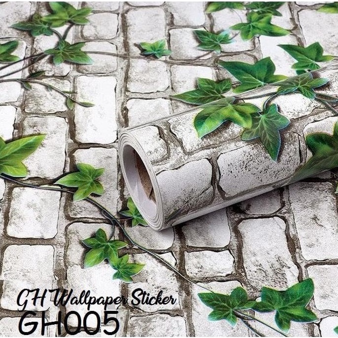 Wallpaper Dinding Wallpaper Stiker Motif Bata Daun 166