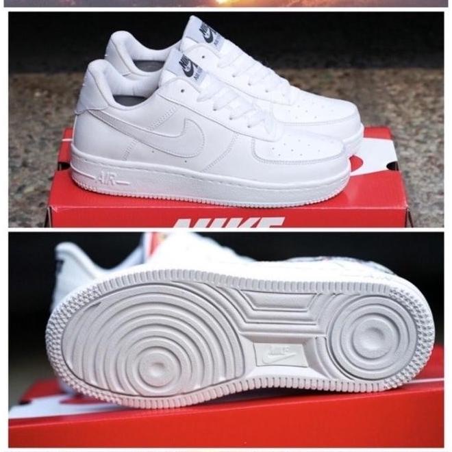 Sepatu Sneakers Pria Wanita Nike Air Force One Full Putih Mozzaolshop_