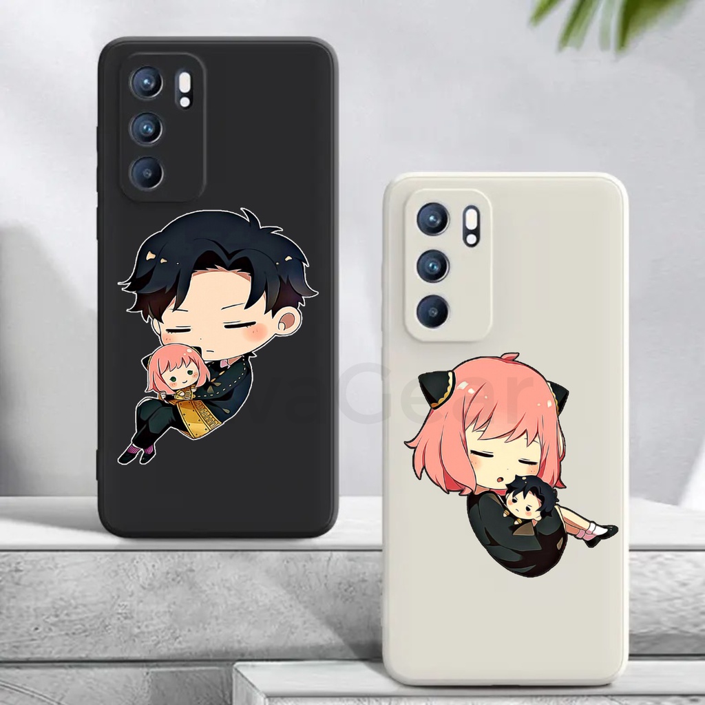 OP Anya Couple Damian Spy X Family Series Square Edge TPU Softcase Compatible With OPPO A76 A96 A74 A95 A17 A54 A16 A57 A77 A33 A53 A17k A55 RENO 5 6 7z