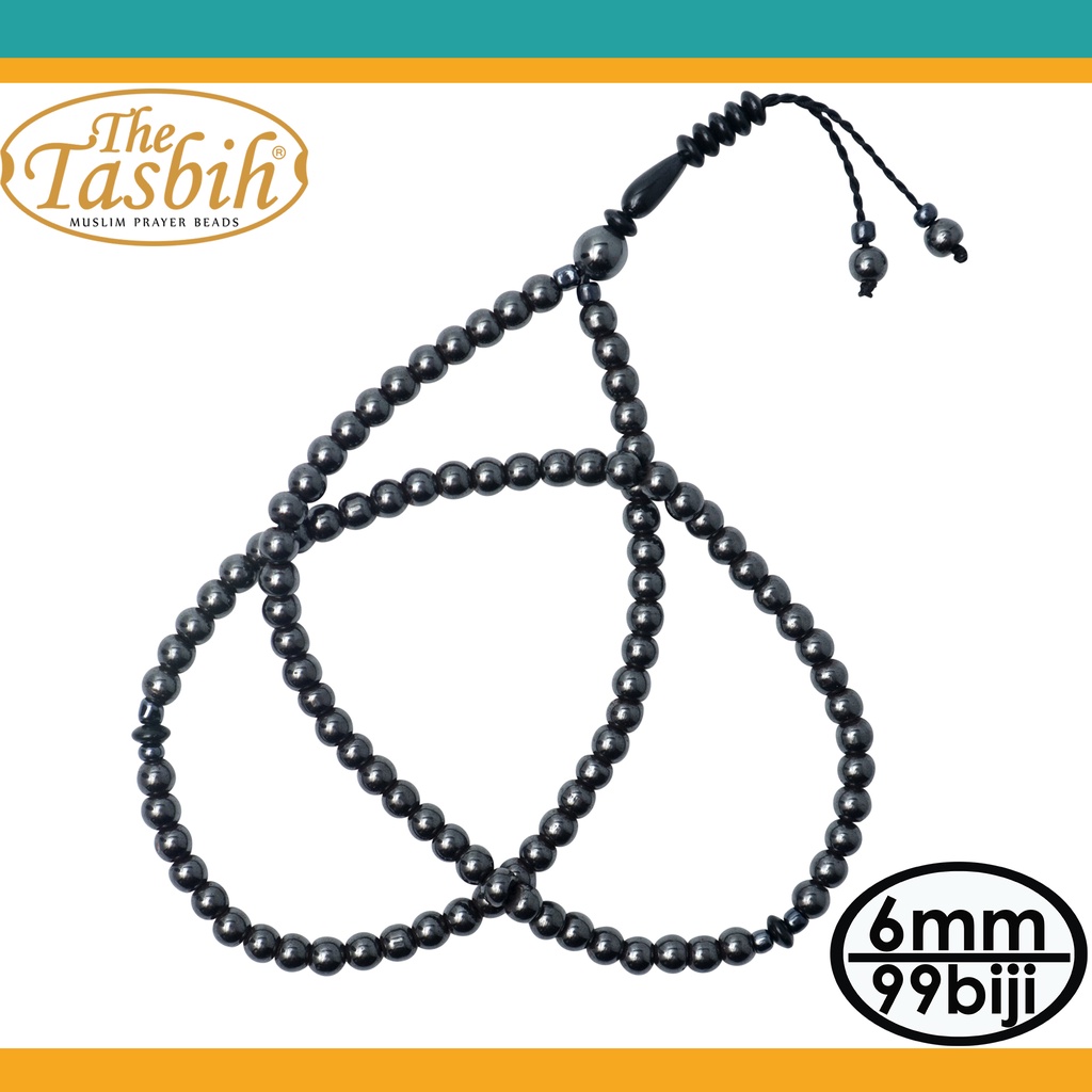 Tasbih Hematite 99 Biji Tasbeh Batu Magnet Kesehatan Non Digital
